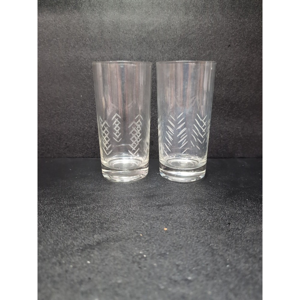 Javit Crystal Rain Highball Tumbler Glasses, Set of 2, Vintage MCM Glassware